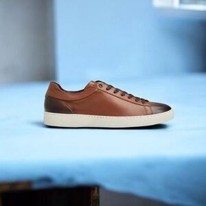M Line by Bruno Magli Diego Brown Leather Sneakers with White Sole